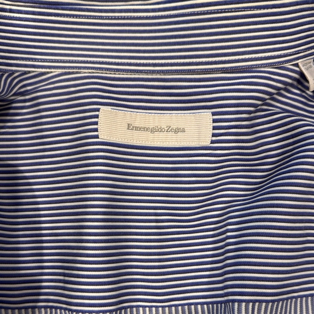 Ermenegildo Zegna Blue and White Striped Shirt